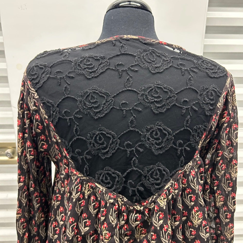 Free People Urban Outfitters Nomad Printed Floral Chiffon Black Combo Dress - Picture 11 of 11